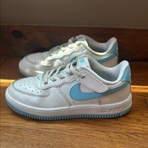 Nike White and Light Blue Athletic Shoes